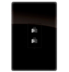 Tomada Duplo Jack RJ11  4x2 - Novara Preto Brilhante Cromado